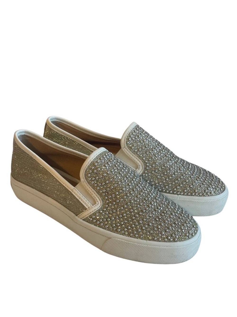 INC International Concepts Sammee Rhinestone Slip-On Sneaker Silver Women's 6